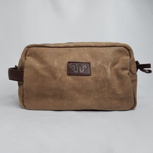 King Ranch Waxed Canvas Toiletry Bag Vintage Discontinued Tan Leather Dopp Kit
